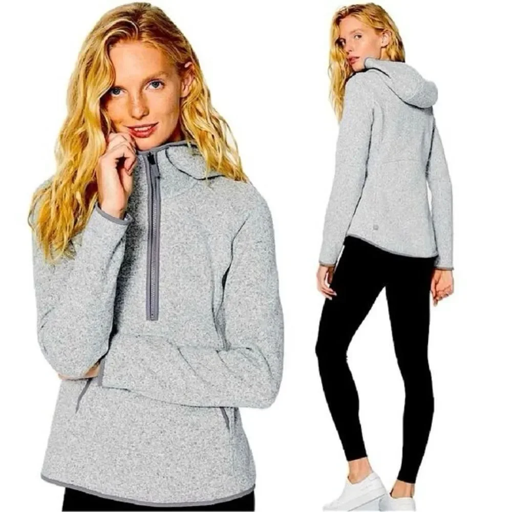 Lululemon Women’s Fleece & Thank You Heather Gray Pullover Hoodie Sz 4